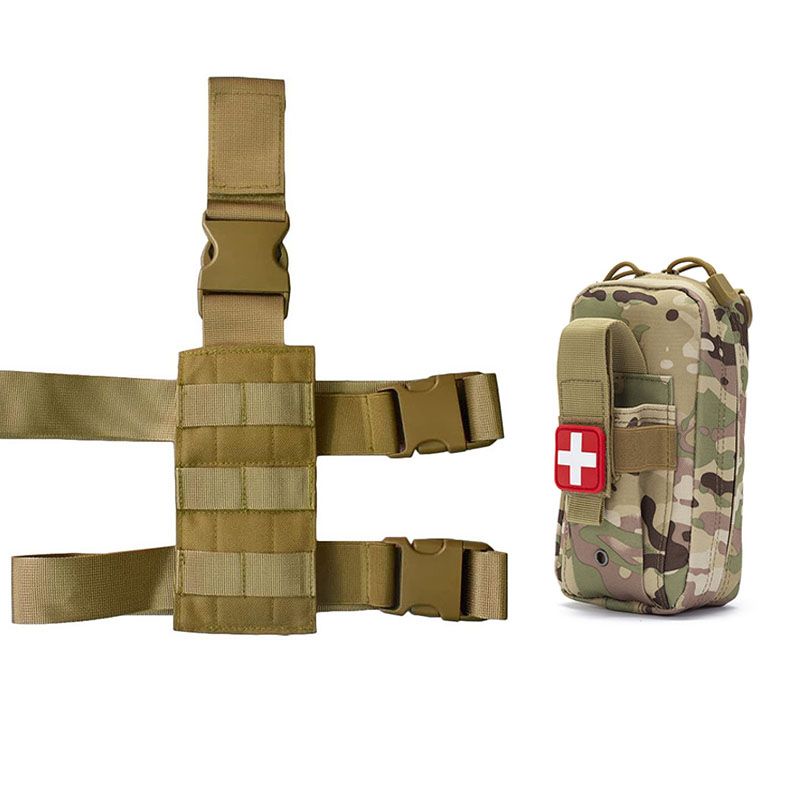 Drop Leg Platform EDC Pouch Medical EMT Emergency First Aid Kit Bag IFAK Utility Tool Bag With Thigh Rig Cp And Tan