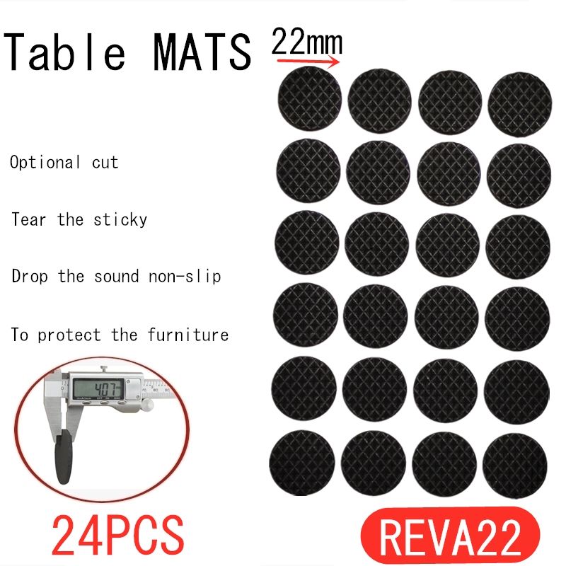 1-24PCS Non-slip Table Foot Pad Furniture Mat Table Leg Gasket Rubber Black Self Adhesive Chair Table Protector Accessories-22mm 24pcs