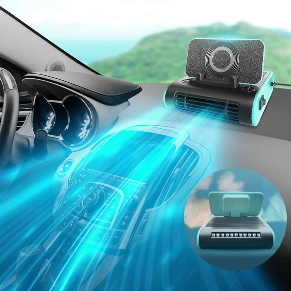 4 in 1 Multifunctional Car Cooling Fan Wireless Phone Charger Holder Parking Sign Air Purifier Aromatherapy 12V