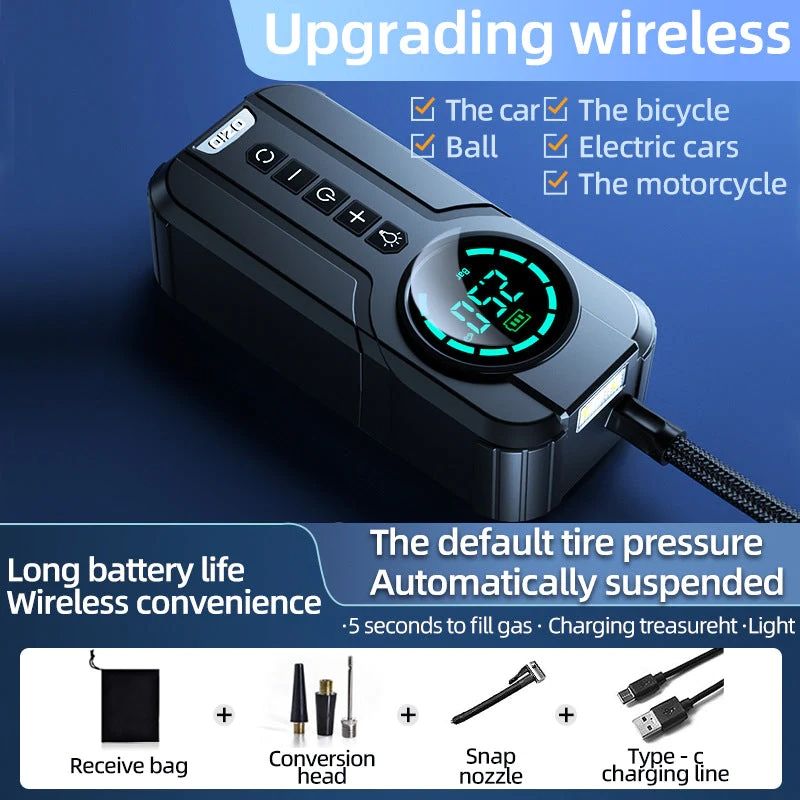 1 Min Fast Filling Mini Portable Tire Inflator Portable Mini Air Pump Electric Bike Air Inflator 120PSI Car Air Compressor