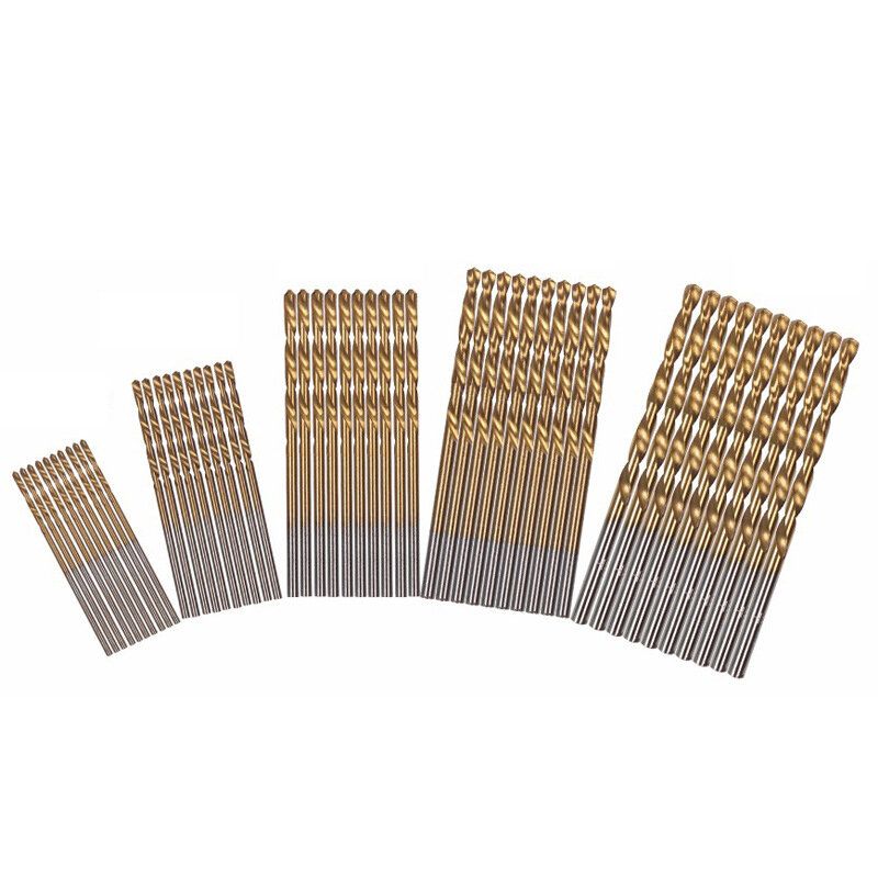 50PCS 1/1.5/2/2.5/3mm HSS Titanium Coated Drill Bit High