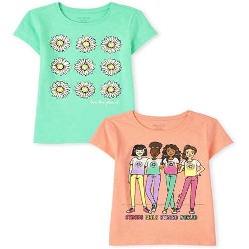 Pack Of 2 Graphic  Girl's Tee Shirt