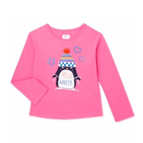 Girls Long Sleeve Holiday Top - Pink