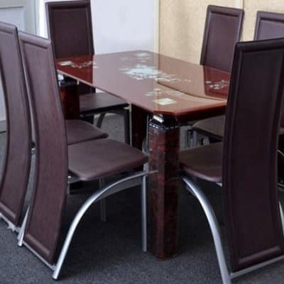 Exquisite Dining Set with 6 Dining Chairs- Brown