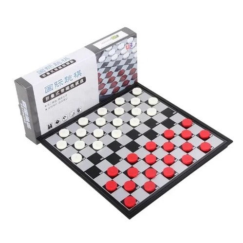 Foldable & Magnetic Checkers Board Game
