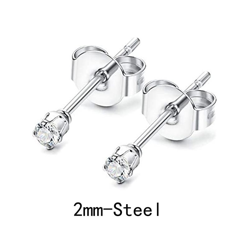 9 Pairs/18 Pcs Stainless Steel Fashion 2mm Small Earrings Ladies Men Round Cartilage Earrings Set