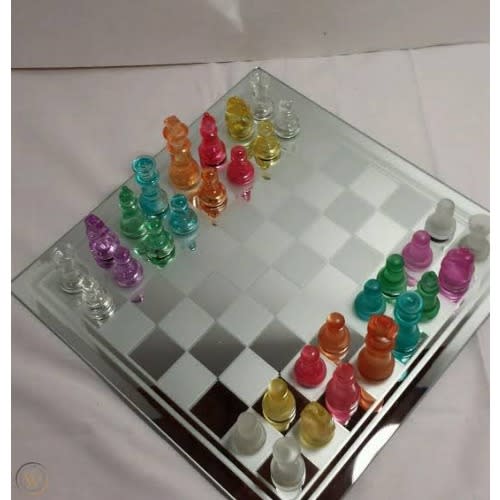 Glass Chess - Frosted & Clear Glass Chess Decorative Set