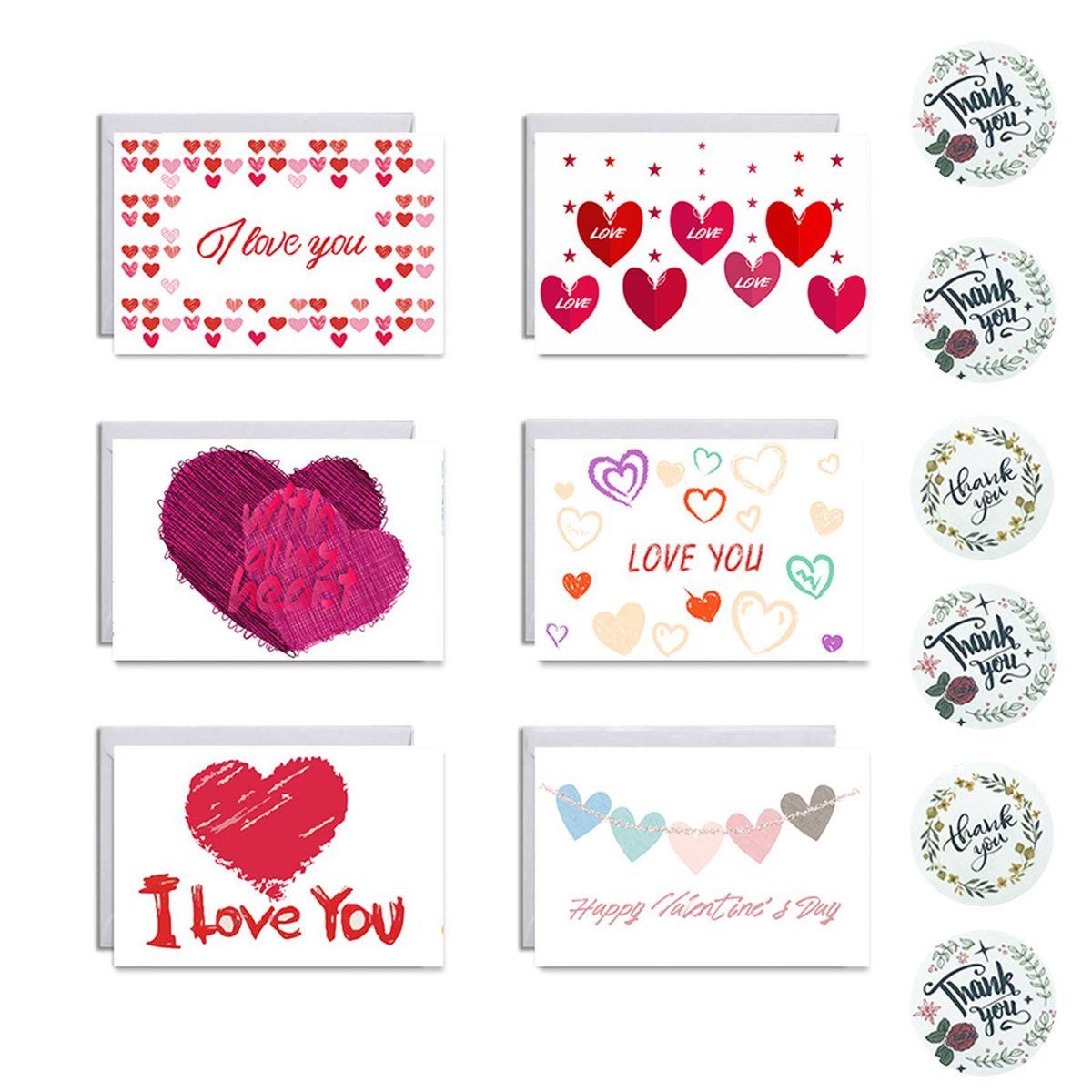1 Set Greeting Card Love Heart Pattern Couple Girlfriend Invitation Blessing Card