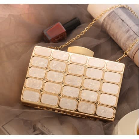Square Brick Evening Purse- Gold