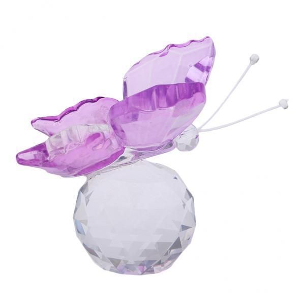 2xCrystal Flying Butterfly With Ball Base Figurine Cut Glass Ornament