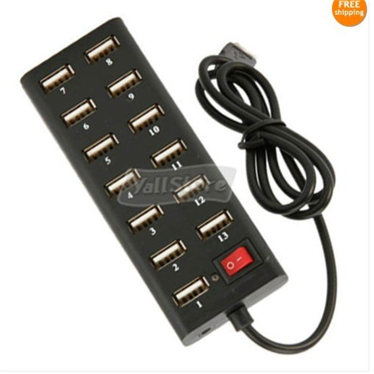 13 Ports High Speed USB 2.0 480 Mbps Powered Adapter Hub Splitter For Laptop PC