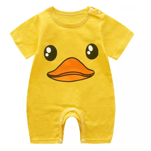 Unisex Pure Cotton Short Sleeve Duck Romper - Yellow