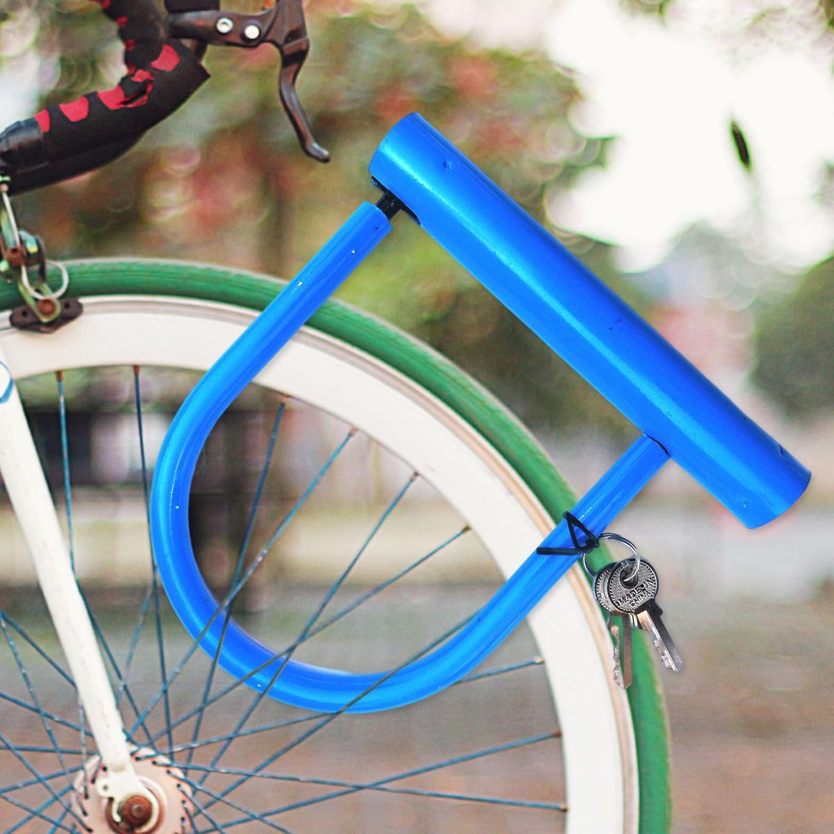 Sturdy Bike U Lock With Key, Heavy Duty Steel