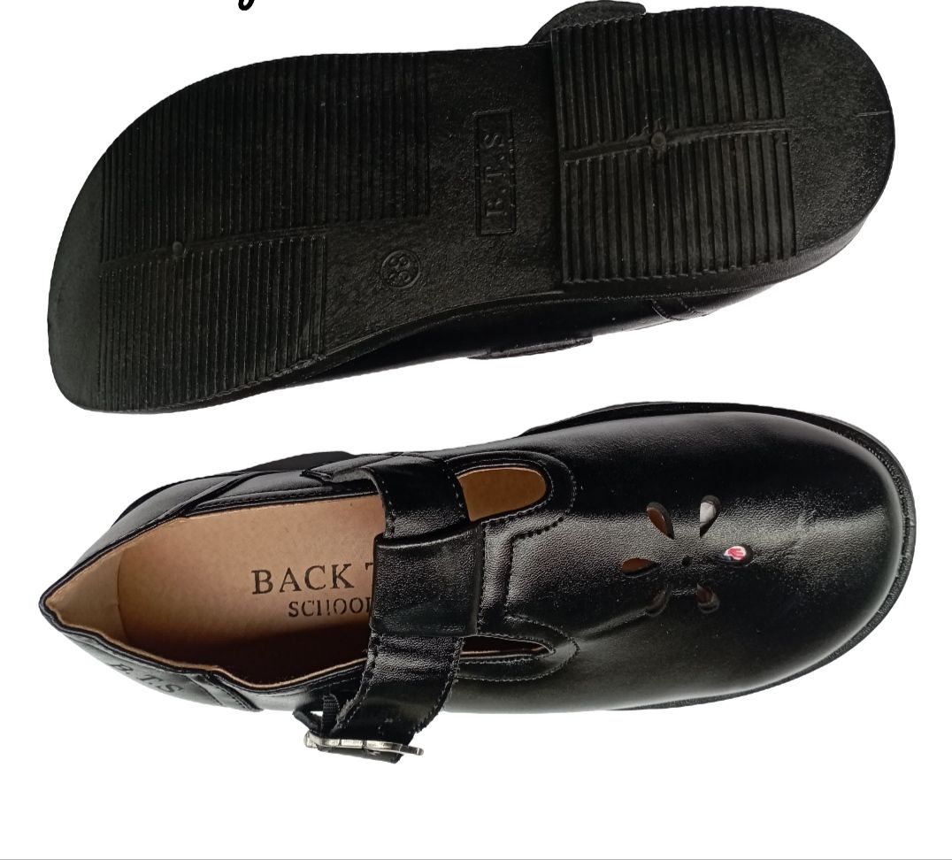 BTS Back To School Black Leather Cortina Unisex Kids Shoes