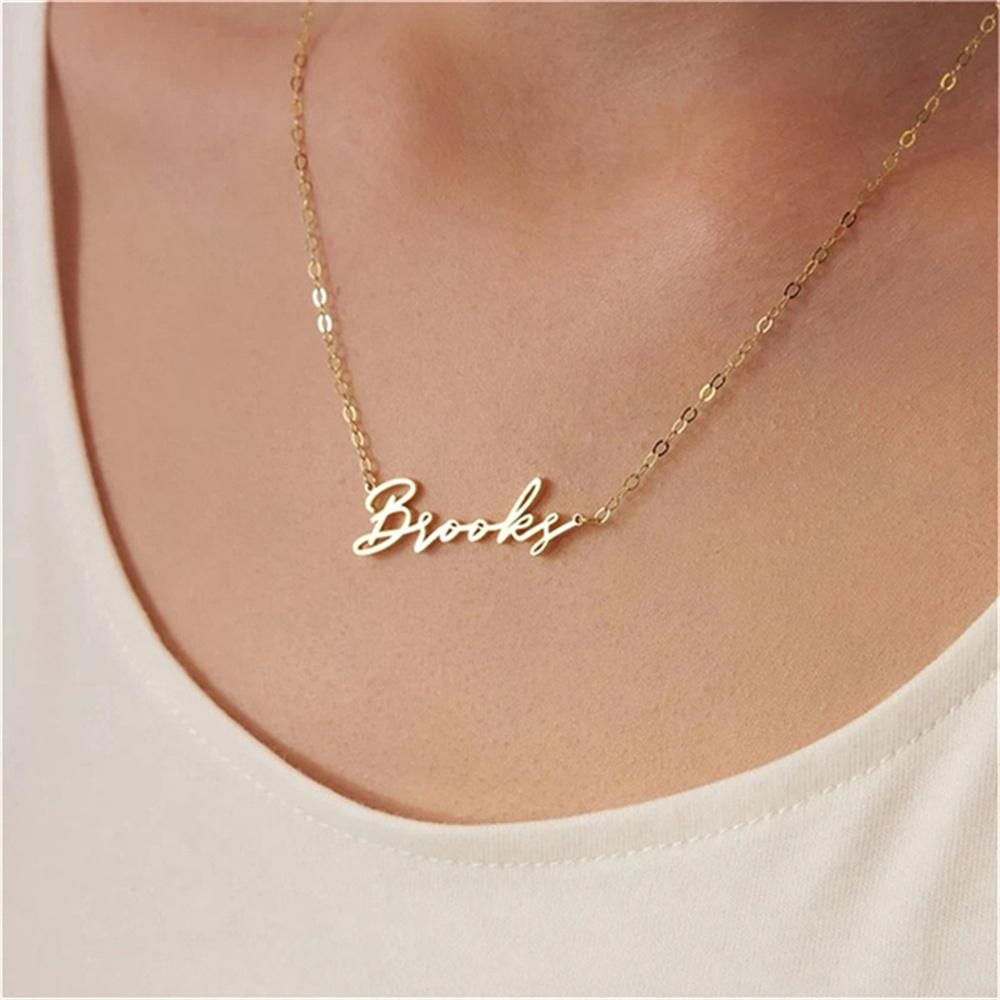 Custom Name Necklace for Women Personalised Nameplate Pendant Cross Chains Chokers 18k Gold Plated Stainless Steel Jewelry Gifts