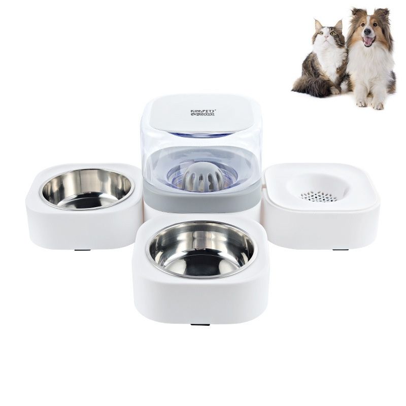 Pet Drinking Fountain Pet Drinking Fountain, Specification: Double Bowls (Gray)