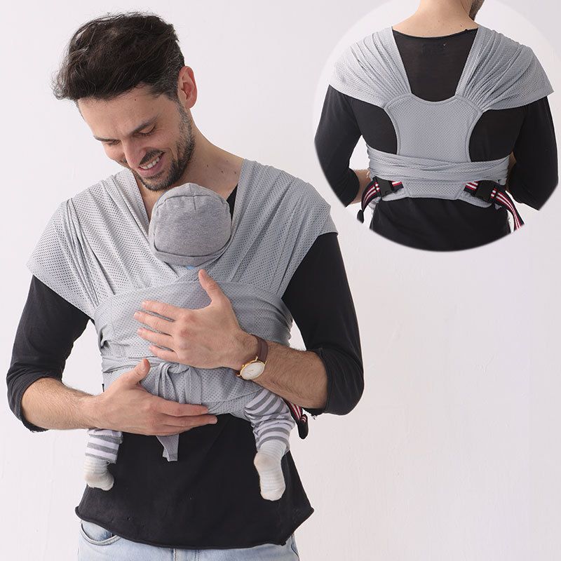Baby Wrap Carrier Slings Easy To Wear For Babies Adjustable Carriers Newborn Four Seasons Multifunctional Breathable Mesh Light Gray