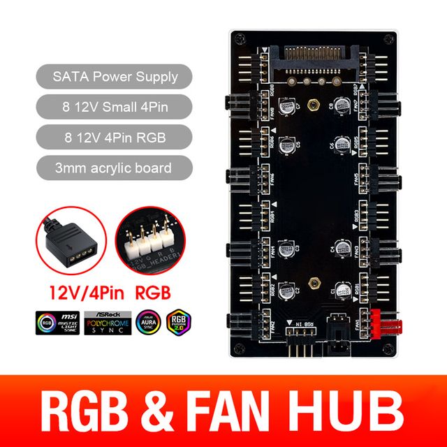 1 To 8 Multi Way Splitter Rgb Pwm Hub For Heat Dissipation