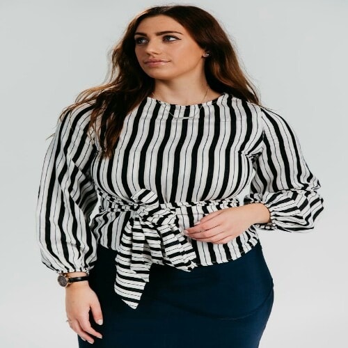 Sofia Monochrome Stripe Front Blouse