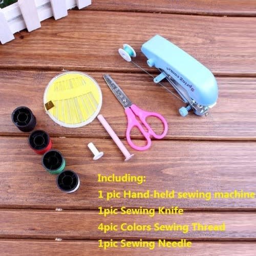 Spring Come Mini Sewing Machine Coil With Scissors Set - Blue