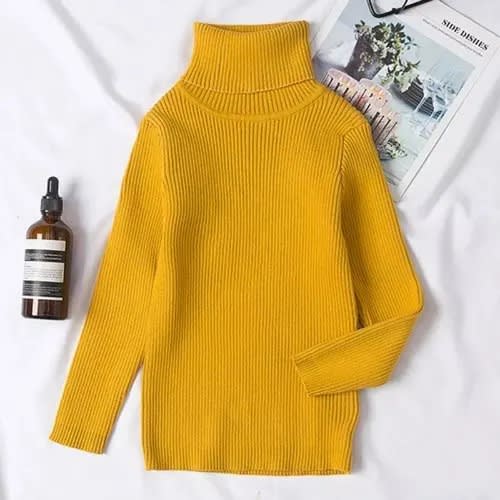 Turtleneck Kids Unisex Pullover - Yellow