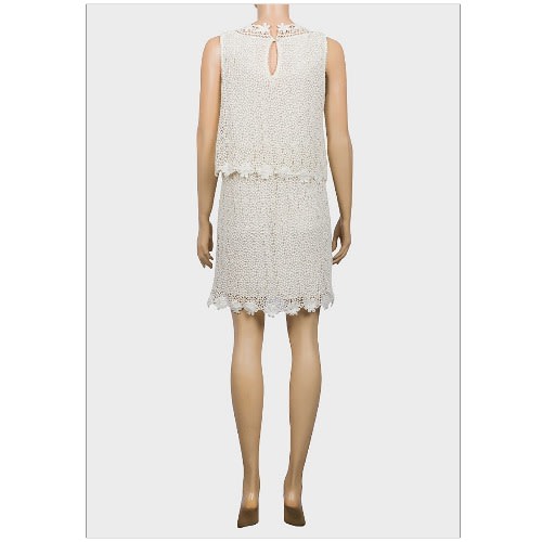 Ladies Knit Lace Tunic Dress - Ivory