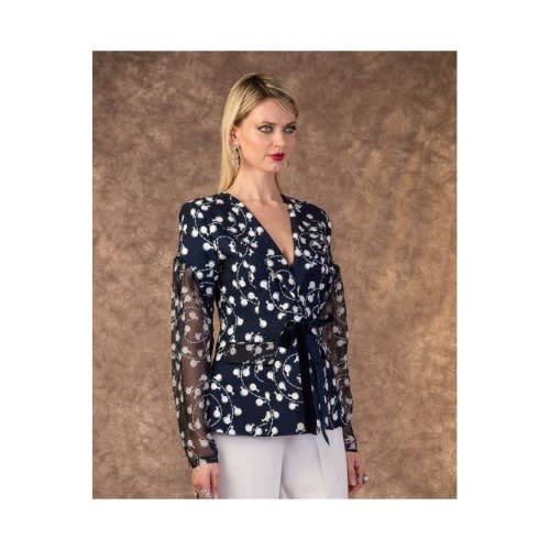 Queen Of Sheba New York Blue & White Calabash Lace Jacket