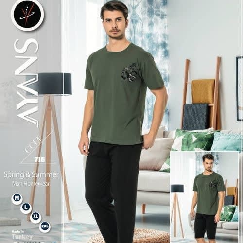 Men's Quality Pyjamas - 3pcs Set - Top, Short And Trouser