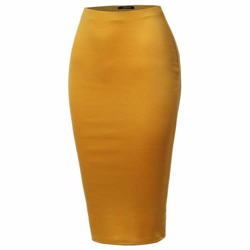 Ladies Midi Bodycon Skirt - Yellow