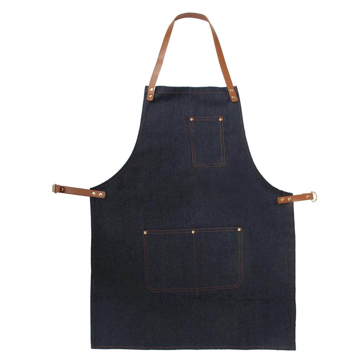 Apron Work Clothes Barista Pockets Chef Barber Denim Workwear Straps