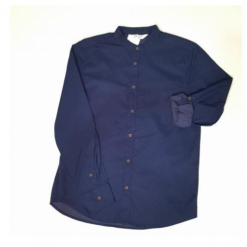 Dotted Boy's Cotton Long Sleeve Party Formal Shirt- Blue