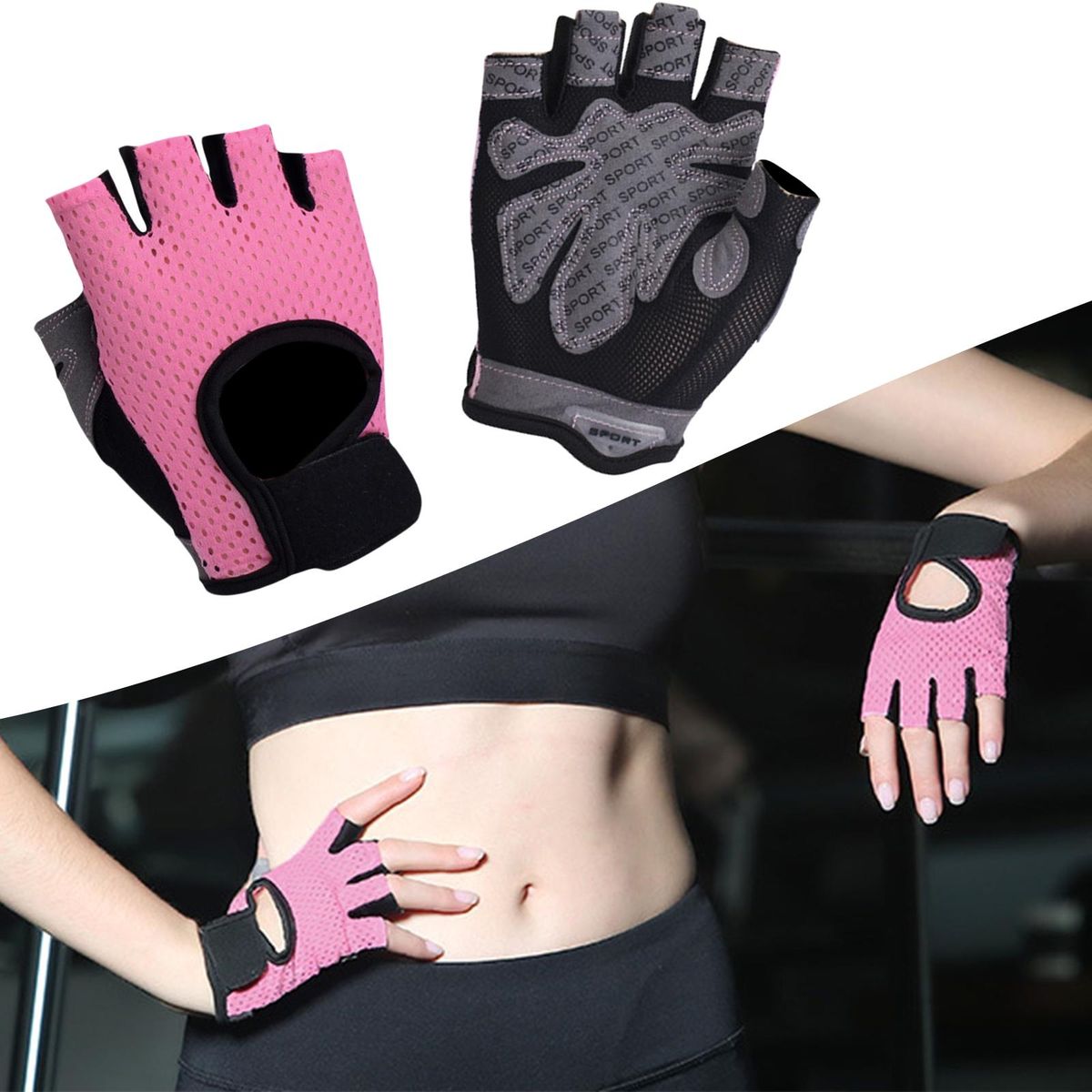 Workout  Half Finger Gym Exercise  Men And Women Pink S