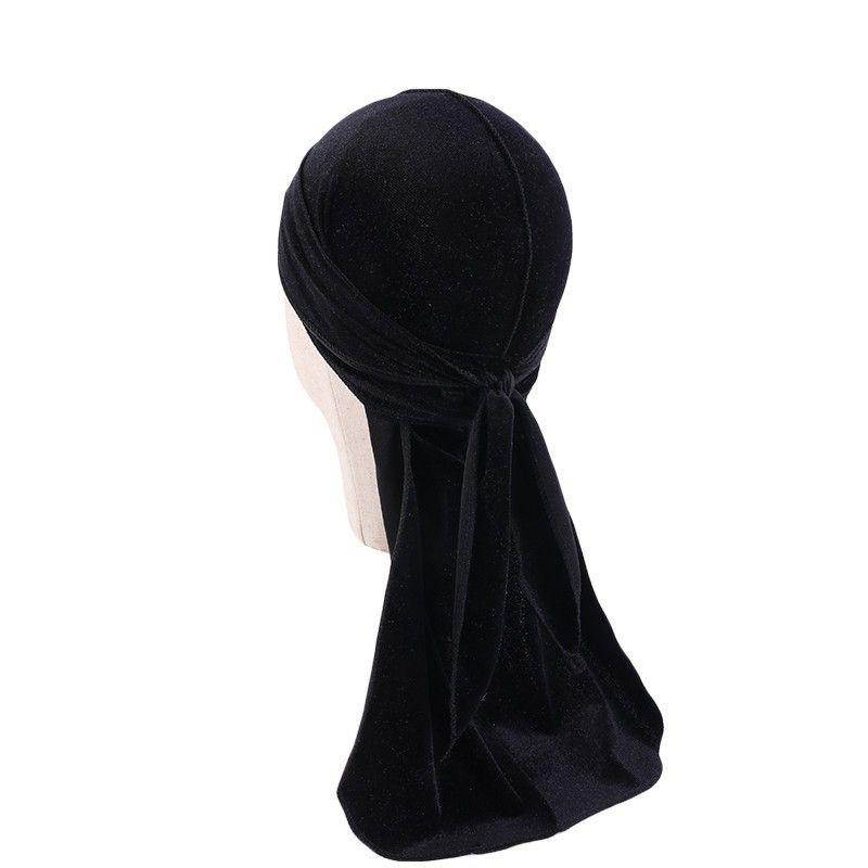 (Black)3-8 Years Unisex Kids Velvet Durags Bandana Turban Hat Doo Rag Waves Cap Headband Wraps XXA