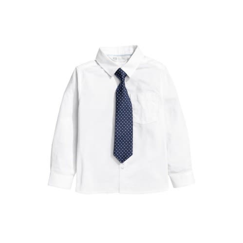 Kid's Formal Shirt With Matching Tie  - White