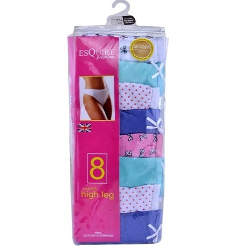 8 Ladies High Legs Briefs - Large