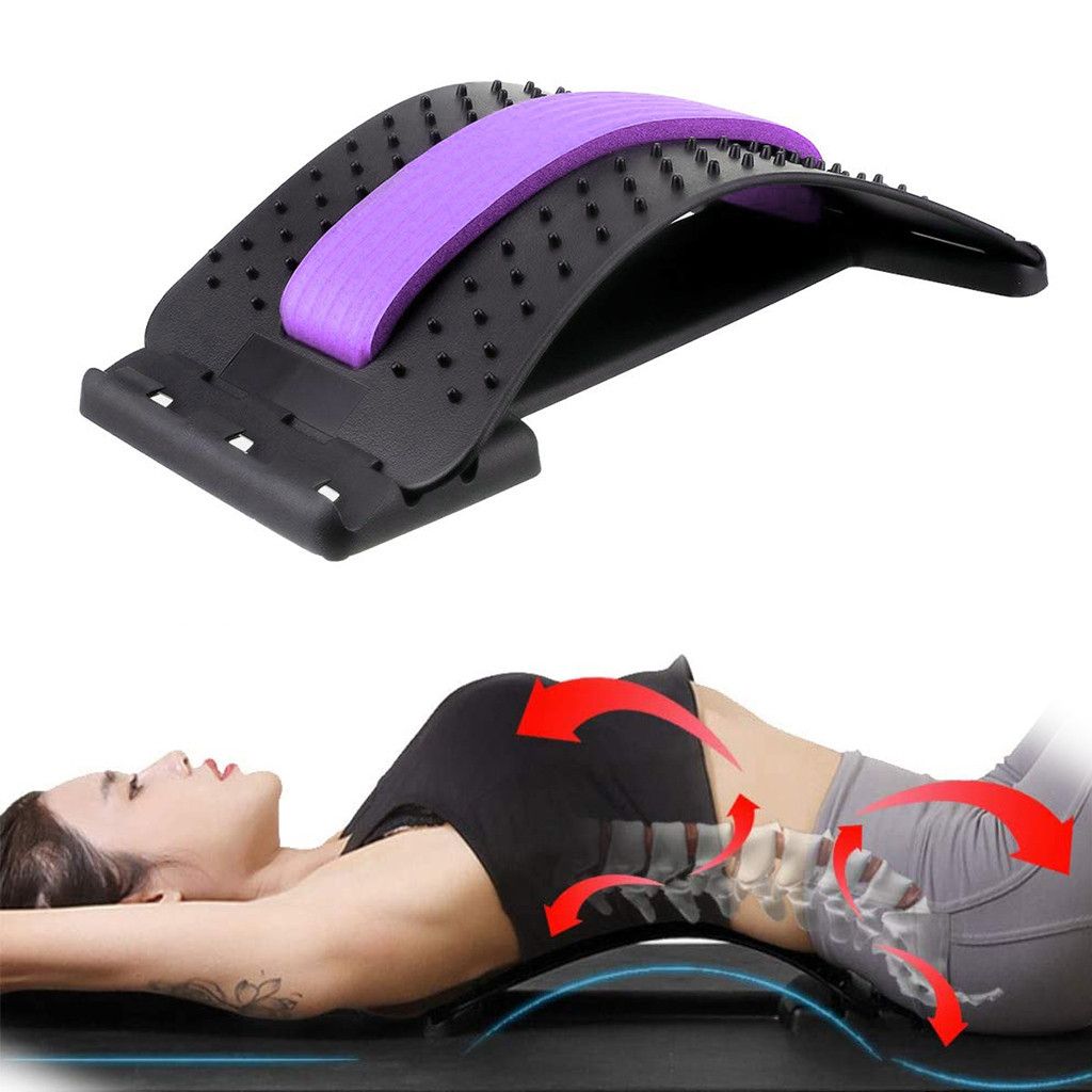 1pc Back Stretch Equipment Magic Stretcher Fitness Lumbar Support Relaxationne Pain-Purple