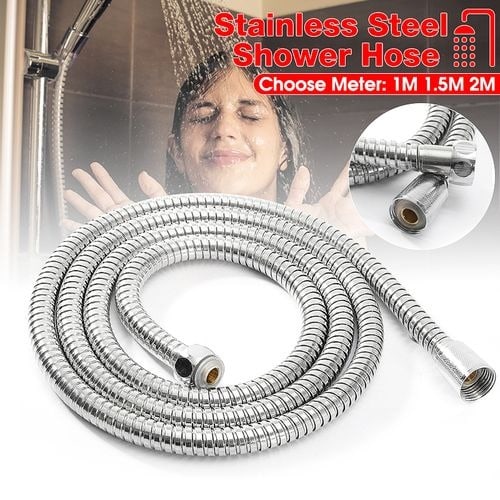 Flexible Stainless Steel Chrome Bathroom Shower Pipe -1m