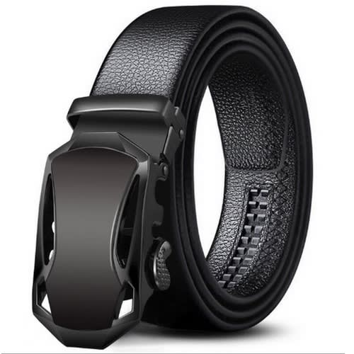 Men's Leather Belt Automatic Buckle-black