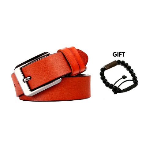 Men's Leather Hide Belt + Gift