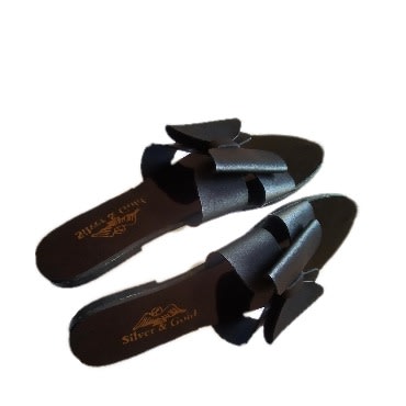 Leather Black Slippers