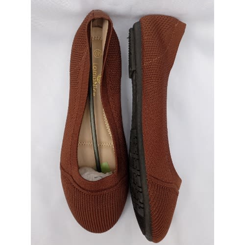 Ladies Socks Flat Office Shoe - Coffee