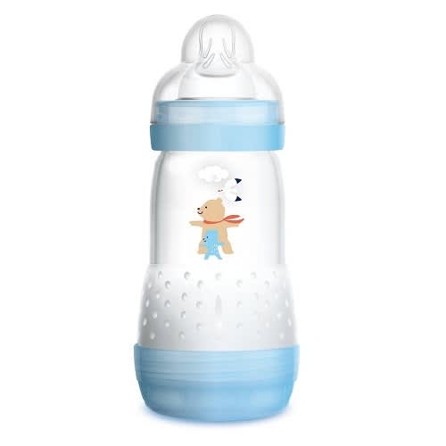 MAM - Usa Baby Bottles For Breastfed Babies - Anti-Colic 9 Ounces - 1 Piece - Blue