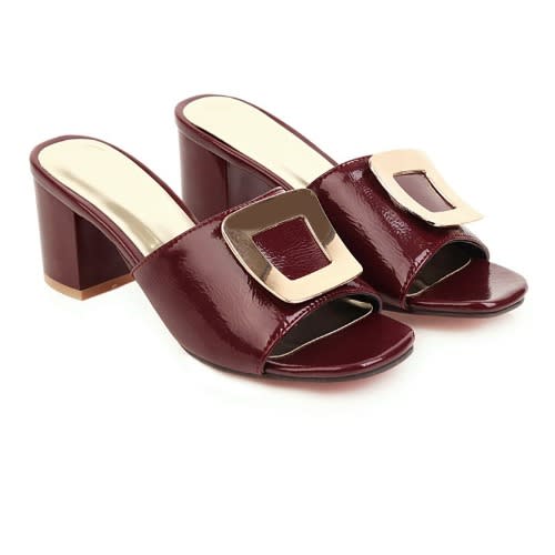 Mid Heel Slipper-Wine
