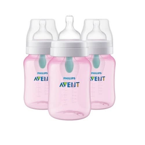 Anti-colic Baby Feeding Bottle With Airfree Vent Gift Set 9oz 3 Pack - Pink