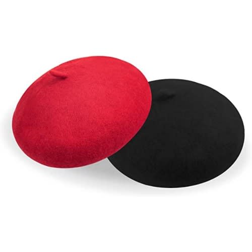 Berets  - Set Of 2 -  Black & Red