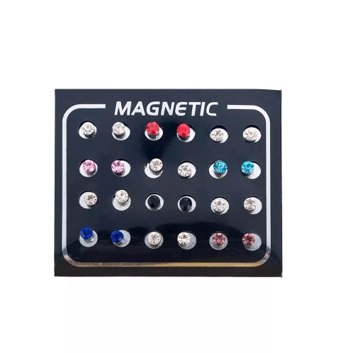 12 Pairs Non Piercing Magnetic Stud Earrings - Multicolor