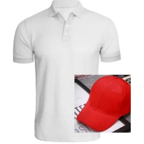 Men White Quality Polo With Cap