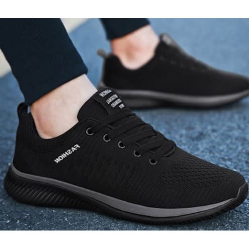 Lace Up Men Canvas Sneakers -Black