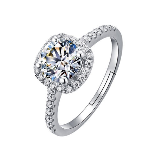 Women Adjustable Cubic Ziccornia Engagement Ring With Case
