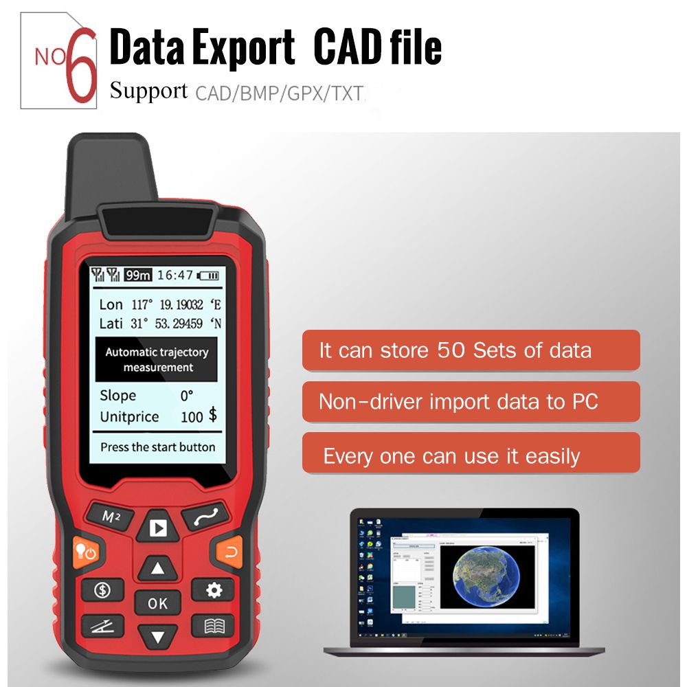 Handheld USB GPS Navigation Track Land Area Meter 2.4 Inch